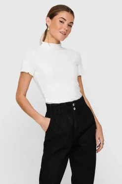 Top Malha Canelada Manga Curta