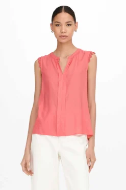 Top Sem Mangas Com Decote Em Bico.