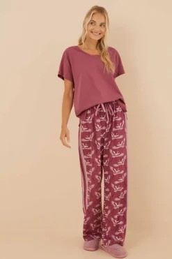 T-Shirt 100% Algodao Em Grena Com Renda, De Manga Curta