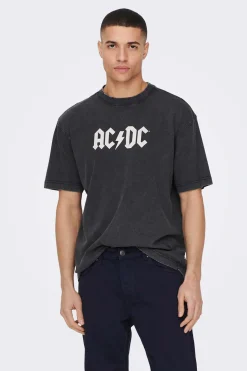 T-Shirt De Manga Curta "Ac/Dc"