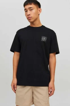 T-Shirt De Manga Curta De Pescoco De Tripulacao Com Impressao Nas Costas.