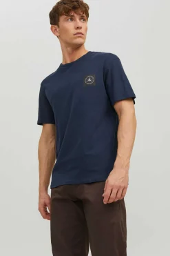 T-Shirt De Manga Curta De Pescoco De Tripulacao Com Impressao Nas Costas.