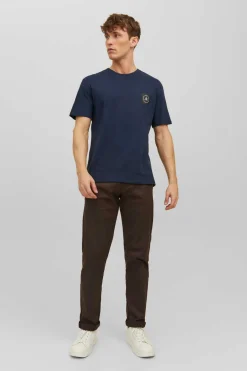 T-Shirt De Manga Curta De Pescoco De Tripulacao Com Impressao Nas Costas.