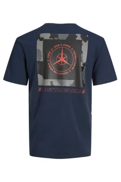 T-Shirt De Manga Curta De Pescoco De Tripulacao Com Impressao Nas Costas.