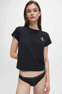T-Shirt De Manga Curta De Algodao Com Logotipo Da Calvin Klein