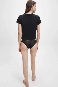 T-Shirt De Manga Curta De Algodao Com Logotipo Da Calvin Klein