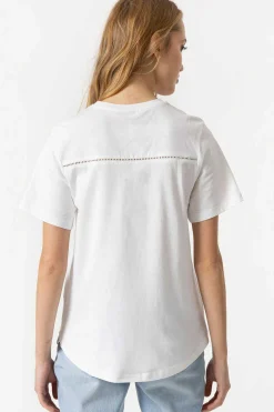 T-Shirt Estampada Frontal Com Franjas