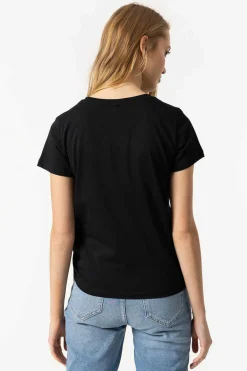 T-Shirt Estampado Frontal Com Apliques