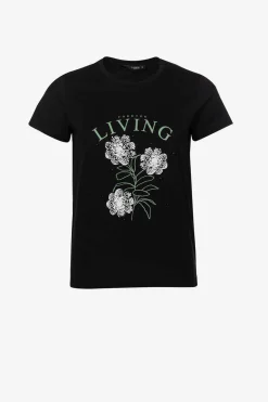 T-Shirt Estampado Frontal Com Apliques