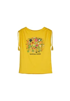 T-Shirt Franzidos Ombros Cordao