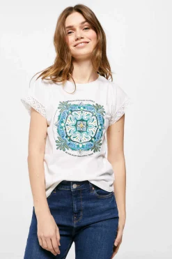 T-Shirt Grafica Mangas Crochet