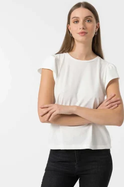 T-Shirt Mangas Com Efeito Enrugado