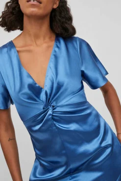 Vestido Acetinado De Manga Curta