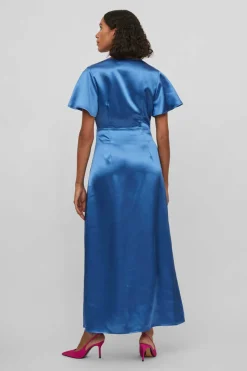 Vestido Acetinado De Manga Curta