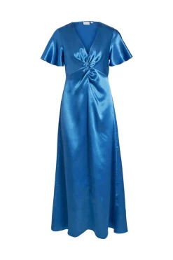 Vestido Acetinado De Manga Curta