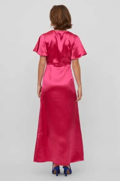 Vestido Acetinado De Manga Curta