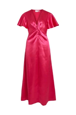 Vestido Acetinado De Manga Curta