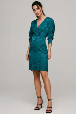 Vestido Acetinado Jacquard