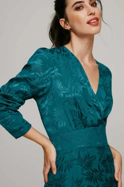 Vestido Acetinado Jacquard