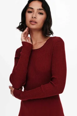 Vestido Canelado Manga Comprida