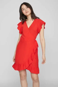 Vestido Curto Com Folhos