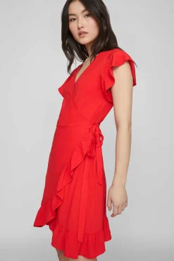 Vestido Curto Com Folhos