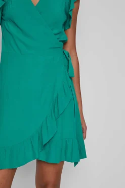 Vestido Curto Com Folhos