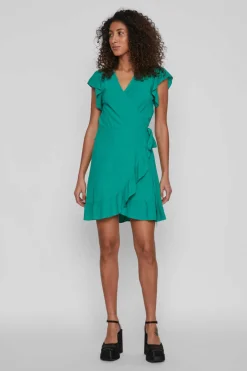 Vestido Curto Com Folhos