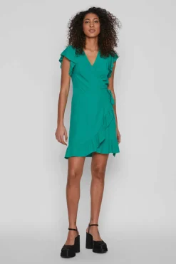 Vestido Curto Com Folhos