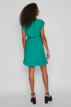 Vestido Curto Com Folhos