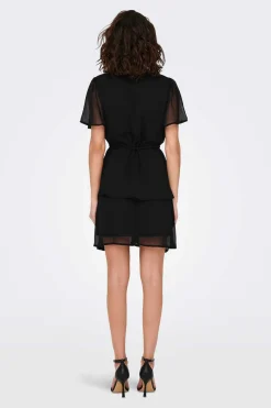 Vestido Curto Com Folhos