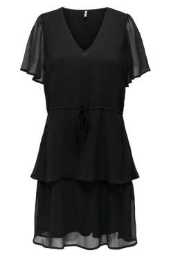 Vestido Curto Com Folhos