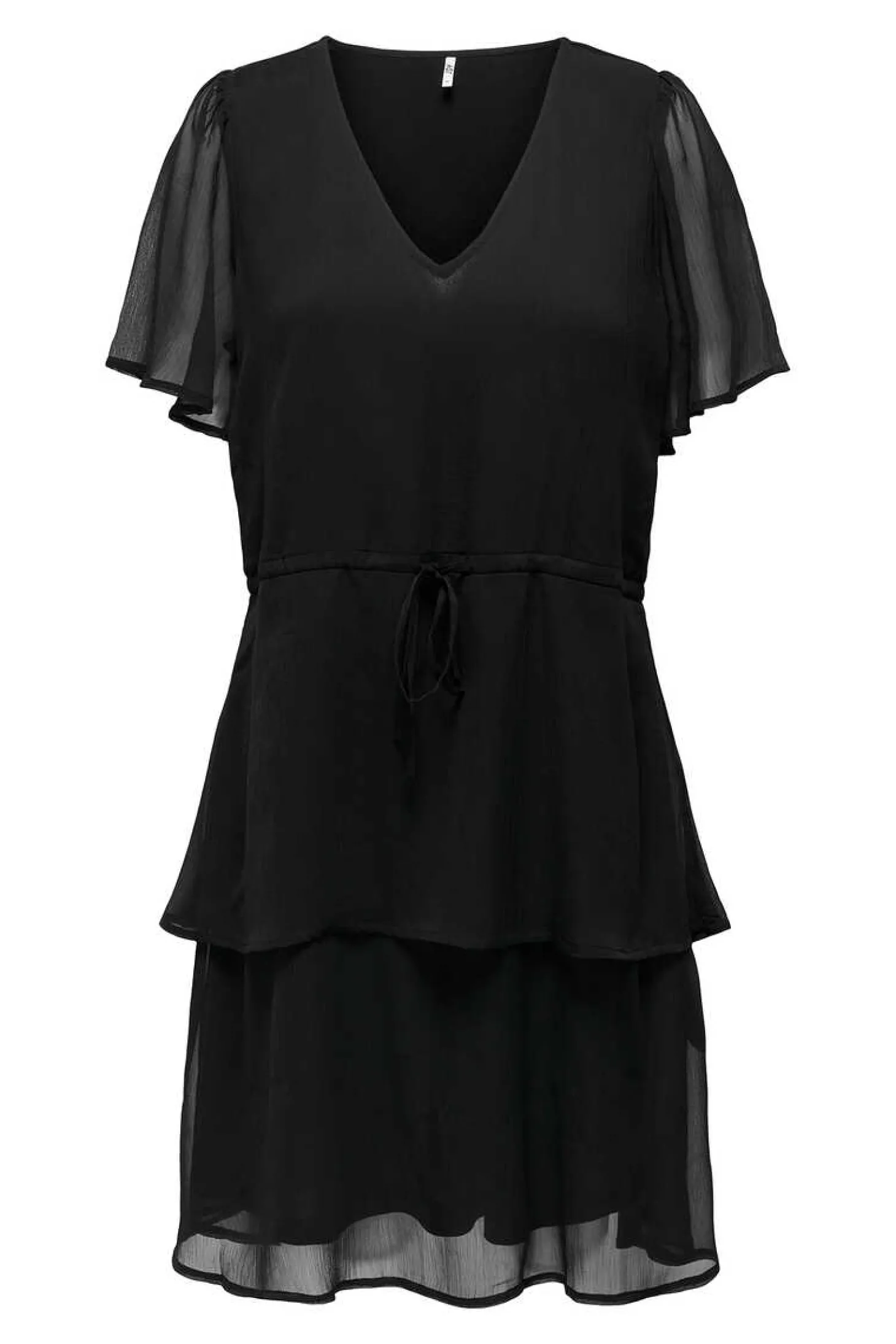 Vestido Curto Com Folhos