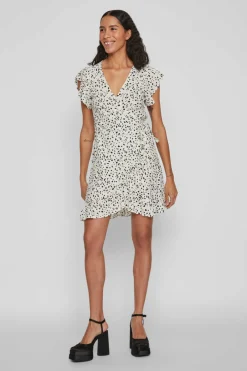 Vestido Curto Com Folhos