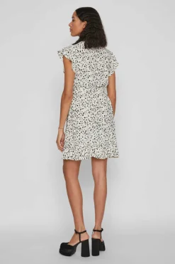 Vestido Curto Com Folhos