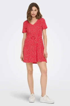 Vestido Curto Corte Regular Decote Em V