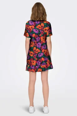 Vestido Curto Cruzado De Manga Curta