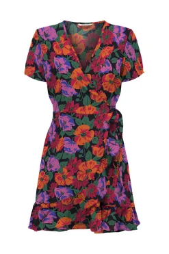 Vestido Curto Cruzado De Manga Curta