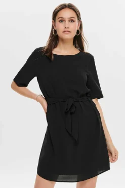 Vestido Curto De Manga 2/4 E Decote Redondo