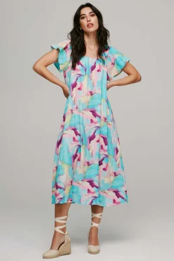 Vestido De Manga Curta Efeito Plissado