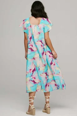 Vestido De Manga Curta Efeito Plissado