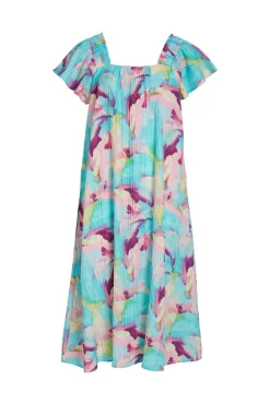 Vestido De Manga Curta Efeito Plissado