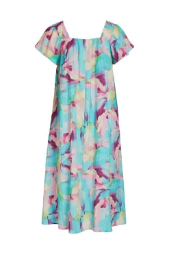 Vestido De Manga Curta Efeito Plissado