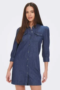 Vestido Denim Manga Comprida