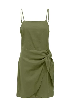 Vestido Detalhe Laco Com Linho