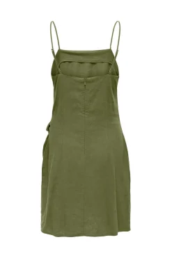 Vestido Detalhe Laco Com Linho