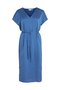 Vestido Midi Acetinado De Manga Curta