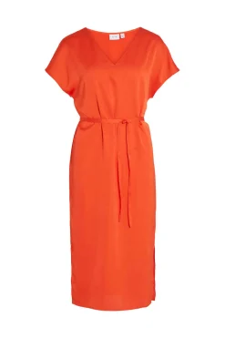 Vestido Midi Acetinado De Manga Curta