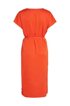 Vestido Midi Acetinado De Manga Curta