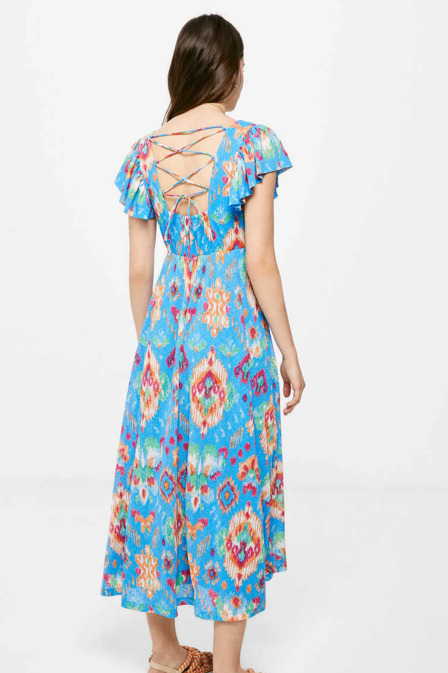 Vestido Midi Estampado Costas Zigzag